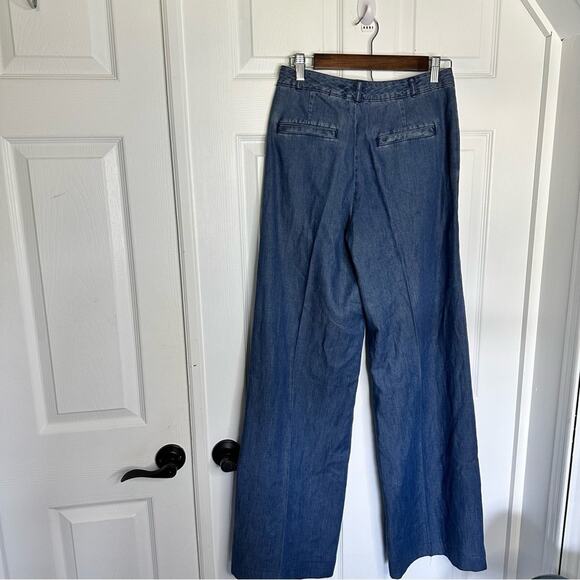 MICHAEL Michael Kors Chambray Wide Leg Pants new size 2 Flowy for Summer - Picture 14 of 16